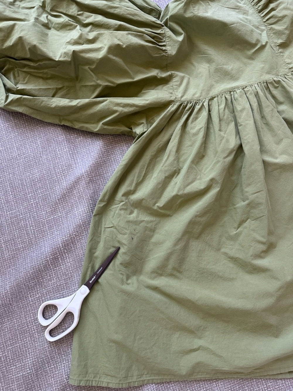 Millie Resort & Travel Olive Green Puff Sleeve Babydoll Dress Medium - Picture 5 of 14